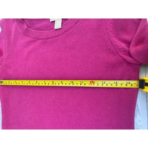 Banana Republic XS Pink Sweater Gold Sequin Elbow Patches Wool Blend Pullover - Picture 4 of 6